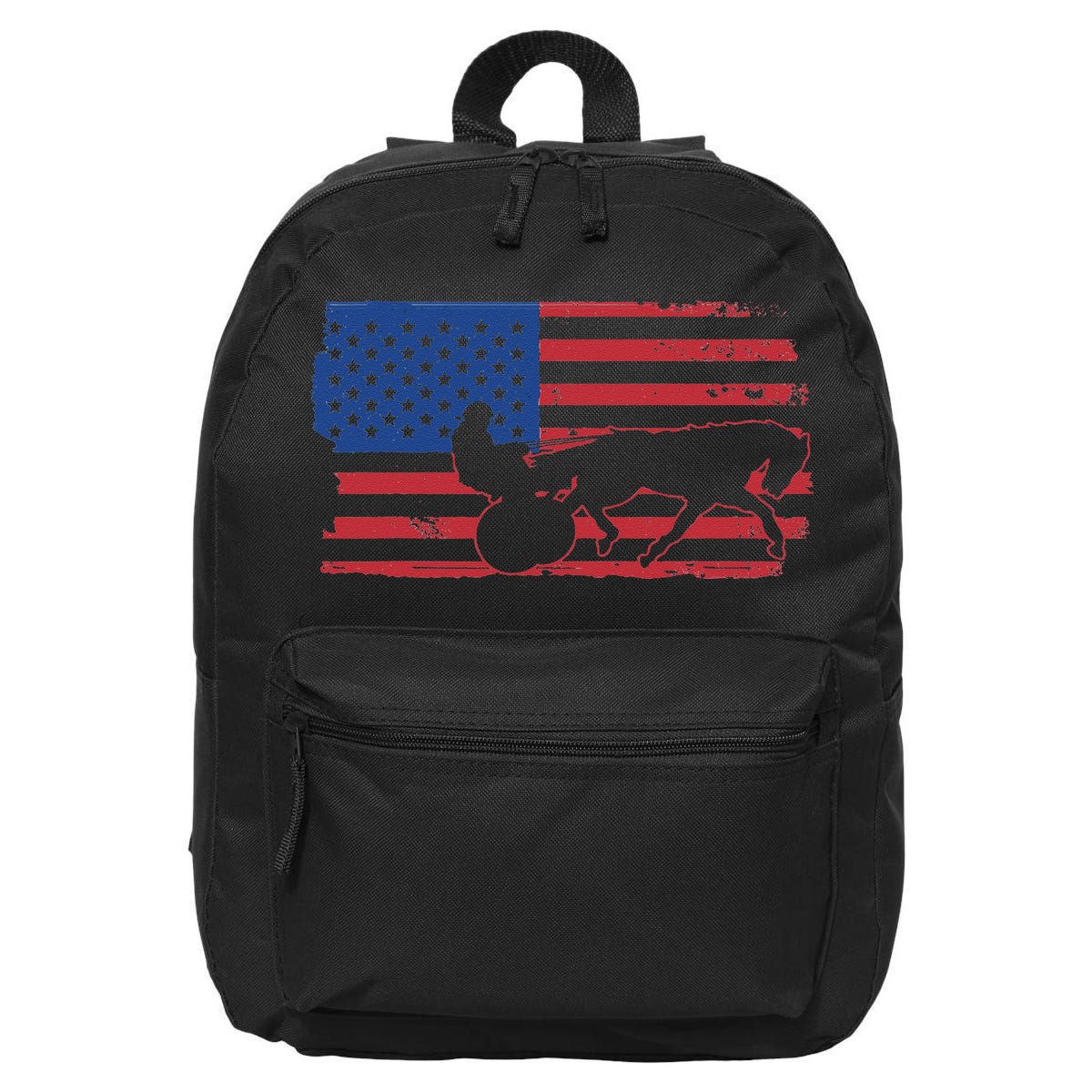 Horse Racing Harness Racing USA Flag Trotter Pacer 16 in Basic Backpack