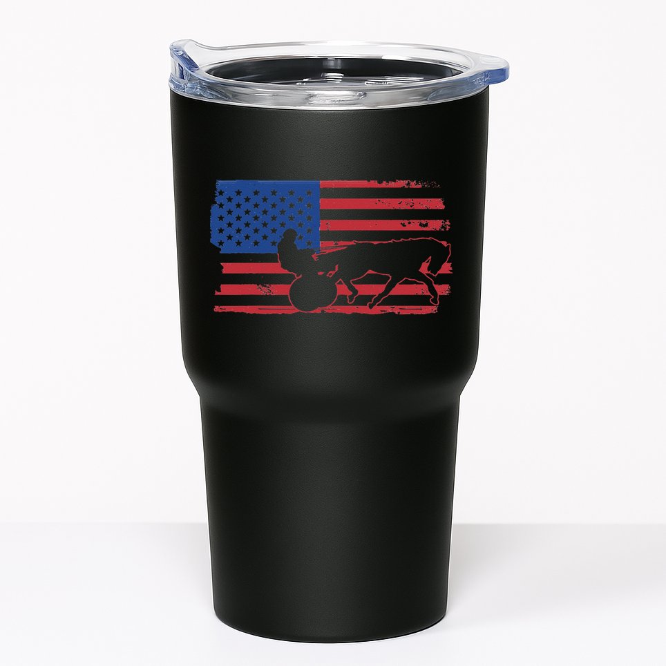 Horse Racing Harness Racing USA Flag Trotter Pacer Tumbler