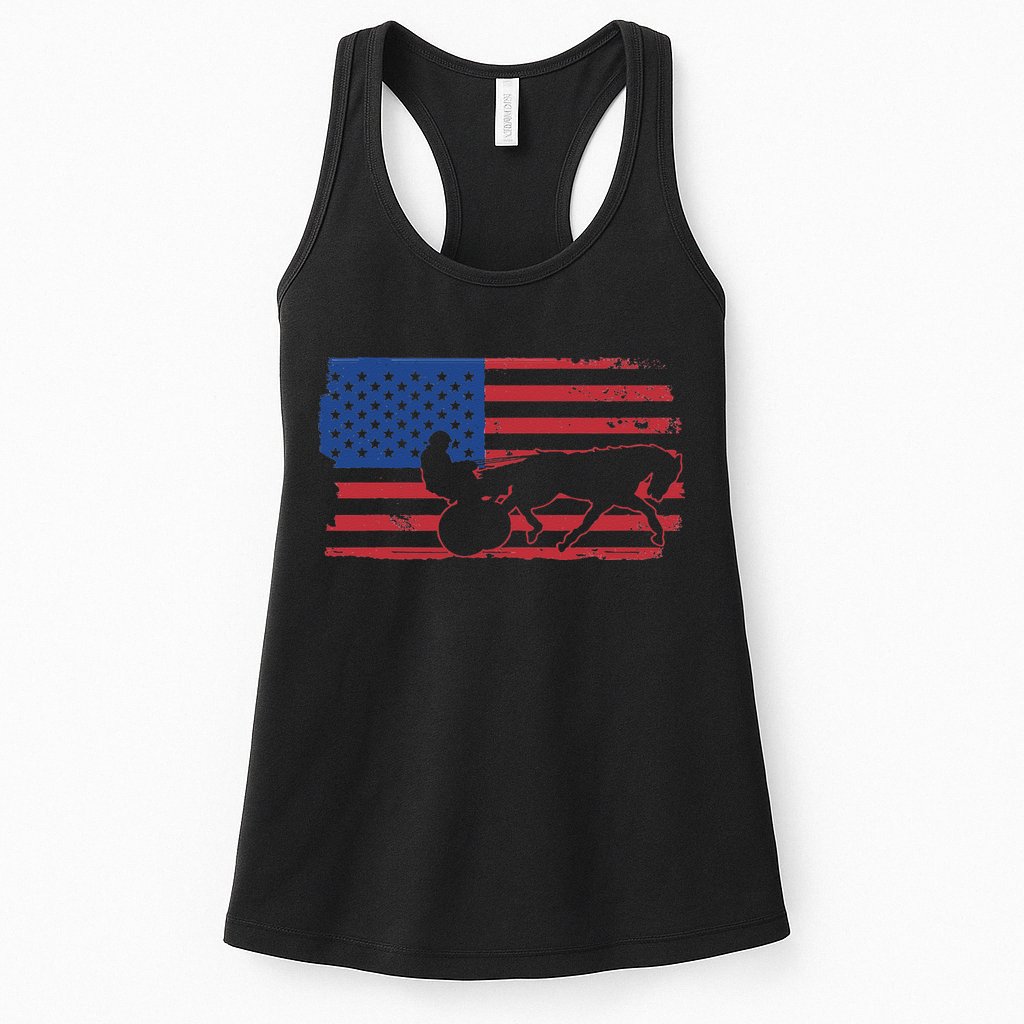Horse Racing Harness Racing USA Flag Trotter Pacer Womens Tank Top