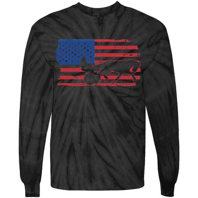 Horse Racing Harness Racing USA Flag Trotter Pacer Tie-Dye Long Sleeve Shirt