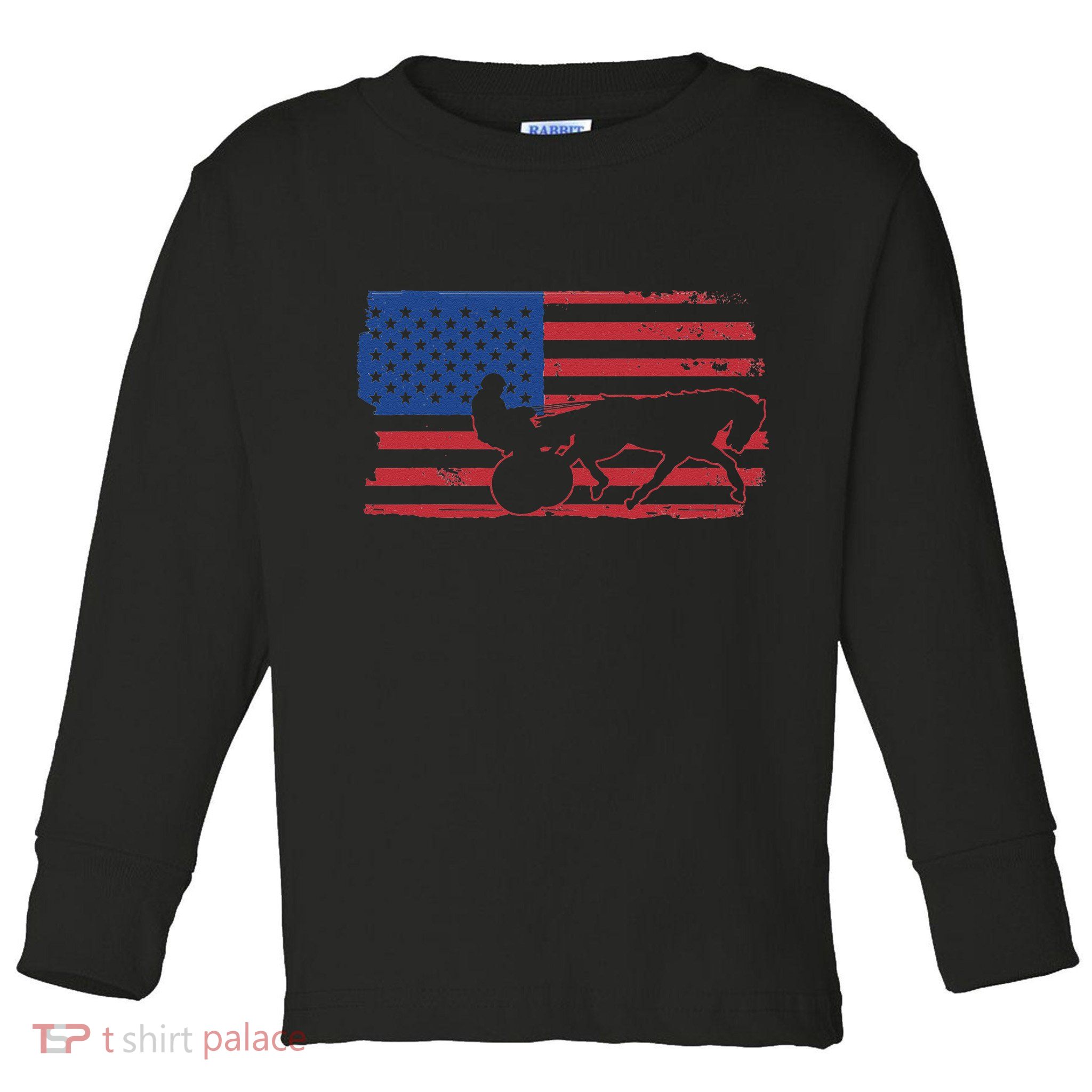 Horse Racing Harness Racing USA Flag Trotter Pacer Toddler Long Sleeve Shirt
