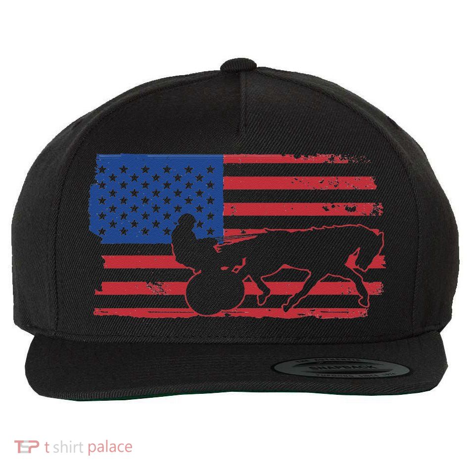 Horse Racing Harness Racing USA Flag Trotter Pacer Wool Snapback Cap