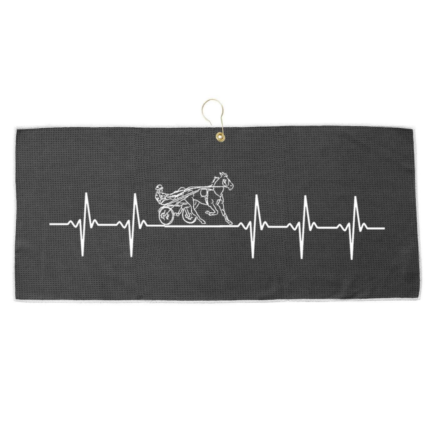 Harness Racing Heartbeat Great Gift Love Horse Racing Large Microfiber Waffle Golf Towel