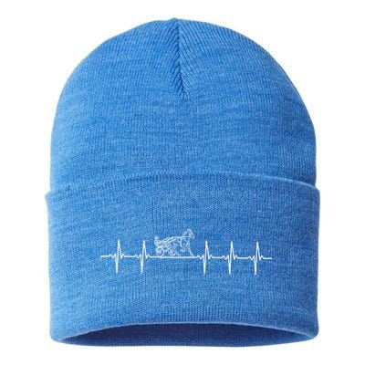 Harness Racing Heartbeat Great Gift Love Horse Racing Sustainable Knit Beanie