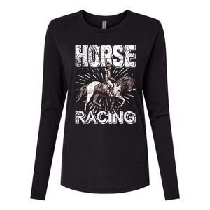 Horse Racing Womens Cotton Relaxed Long Sleeve T-Shirt