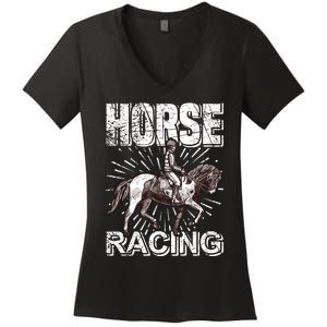 Horse Racing Women's V-Neck T-Shirt