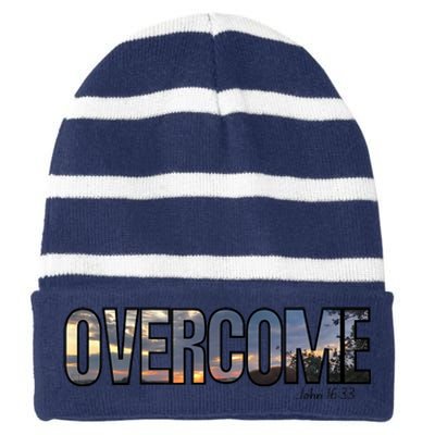 Hope Reminder Striped Beanie with Solid Band