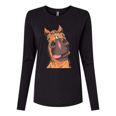 Horse Riding Womens Cotton Relaxed Long Sleeve T-Shirt