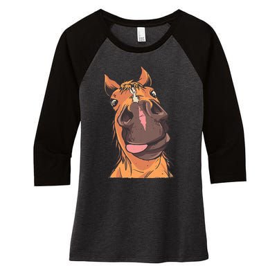 Horse Riding Women's Tri-Blend 3/4-Sleeve Raglan Shirt