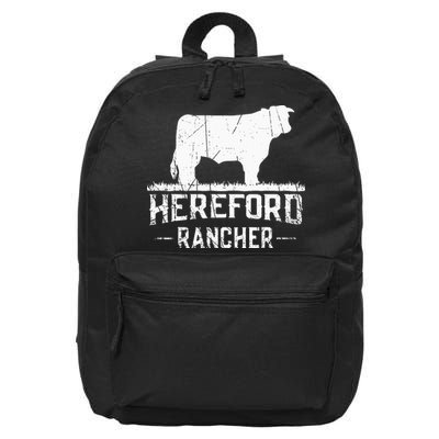 Hereford Rancher Hereford Cow For Cattle Farmer 16 in Basic Backpack