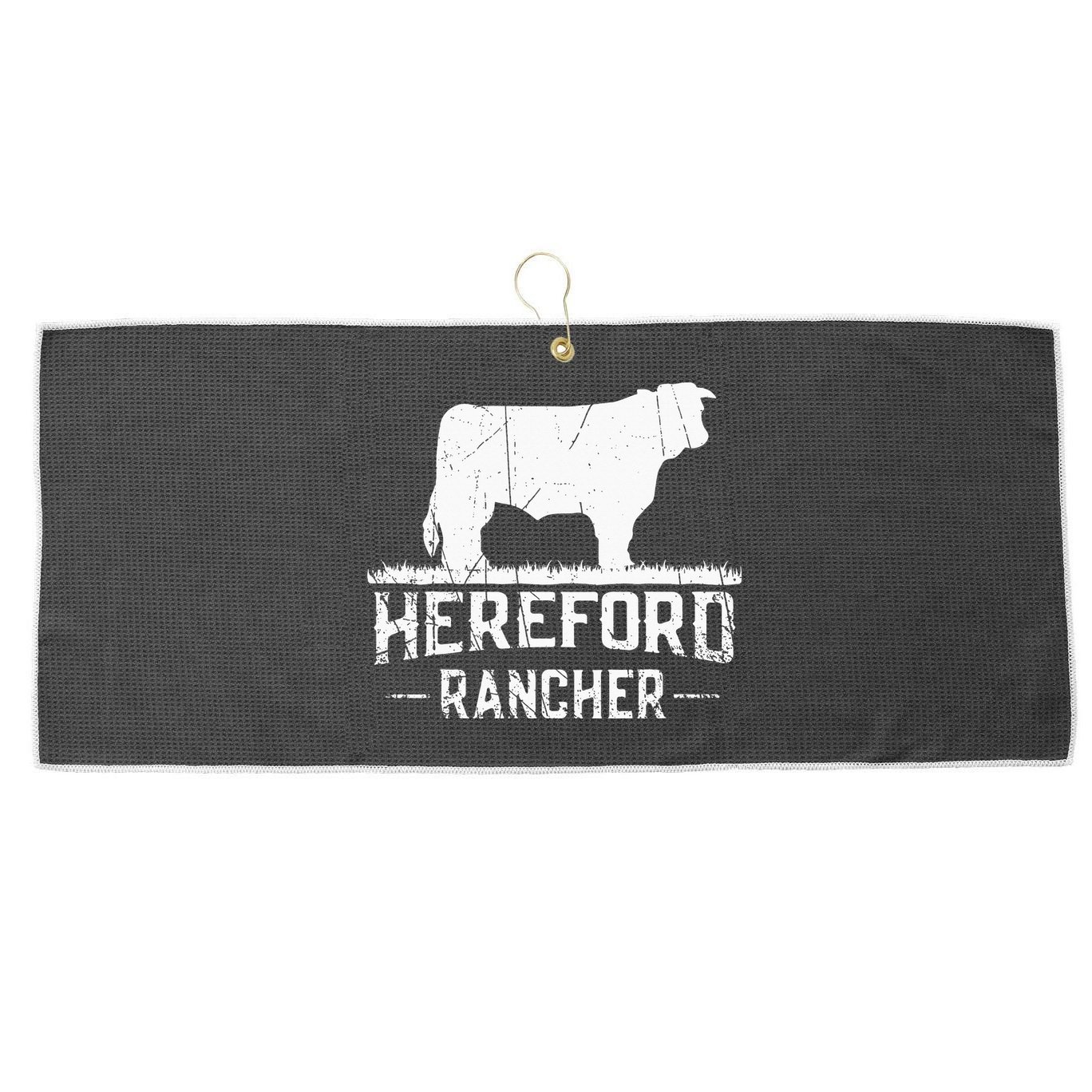 Hereford Rancher Hereford Cow For Cattle Farmer Large Microfiber Waffle Golf Towel