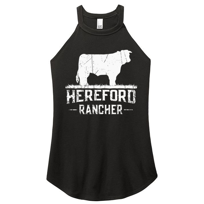Hereford Rancher Hereford Cow For Cattle Farmer Women's Perfect Tri Rocker Tank