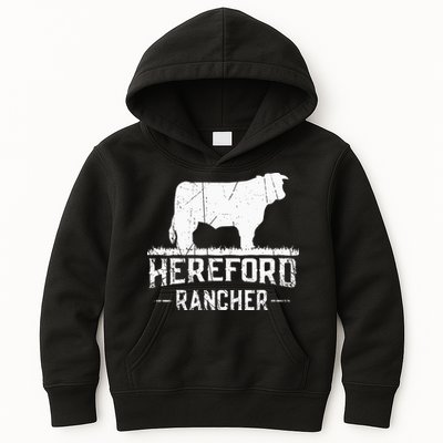 Hereford Rancher Hereford Cow For Cattle Farmer Kids Hoodie