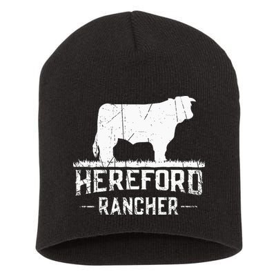 Hereford Rancher Hereford Cow For Cattle Farmer Short Acrylic Beanie