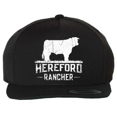 Hereford Rancher Hereford Cow For Cattle Farmer Wool Snapback Cap