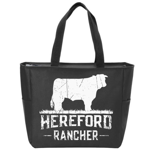 Hereford Rancher Hereford Cow For Cattle Farmer Zip Tote Bag