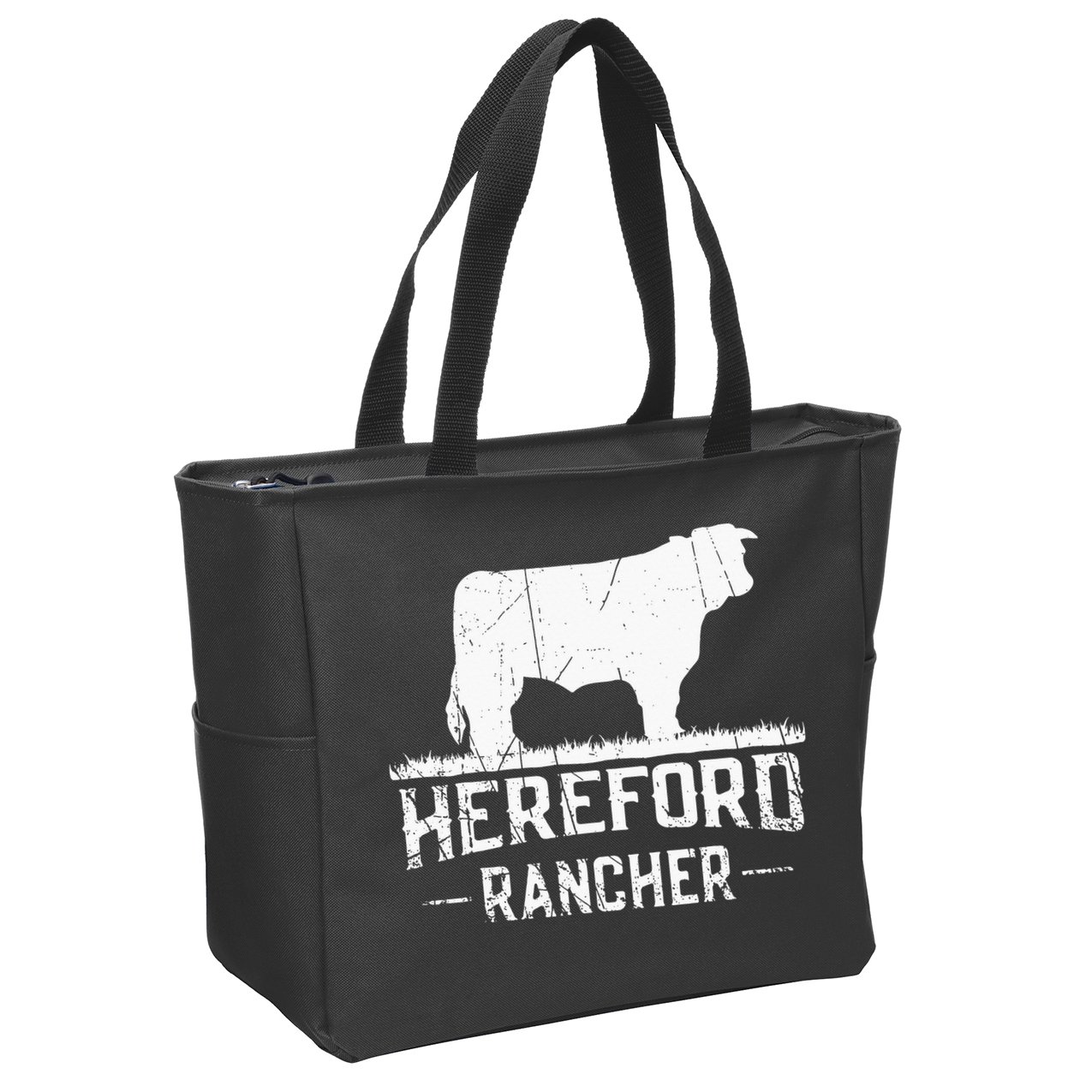 Hereford Rancher Hereford Cow For Cattle Farmer Zip Tote Bag