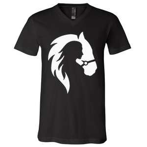 Horse Riding Horse Riding Horse Motif V-Neck T-Shirt