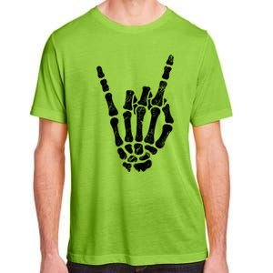 Halloween Rock Hand Sign Skeleton Rock N Roll Symbol Rock On Gift Adult ChromaSoft Performance T-Shirt