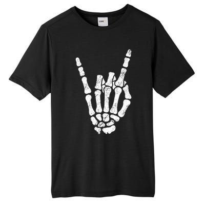 Halloween Rock Hand Sign Skeleton Rock N Roll Symbol Rock On Gift Tall Fusion ChromaSoft Performance T-Shirt