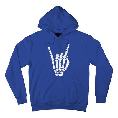 Halloween Rock Hand Sign Skeleton Rock N Roll Symbol Rock On Gift Hoodie