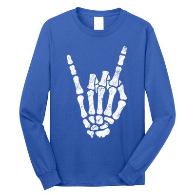 Halloween Rock Hand Sign Skeleton Rock N Roll Symbol Rock On Gift Long Sleeve Shirt