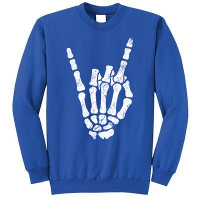 Halloween Rock Hand Sign Skeleton Rock N Roll Symbol Rock On Gift Sweatshirt