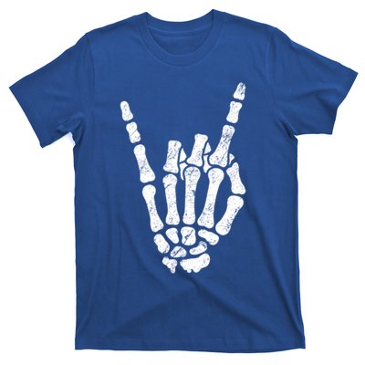 Halloween Rock Hand Sign Skeleton Rock N Roll Symbol Rock On Gift T-Shirt