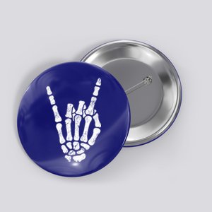 Halloween Rock Hand Sign Skeleton Rock N Roll Symbol Rock On Gift Button