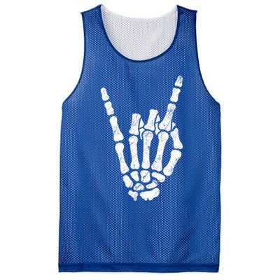 Halloween Rock Hand Sign Skeleton Rock N Roll Symbol Rock On Gift Mesh Reversible Basketball Jersey Tank