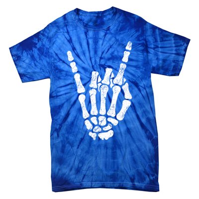 Halloween Rock Hand Sign Skeleton Rock N Roll Symbol Rock On Gift Tie-Dye T-Shirt