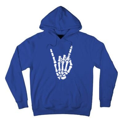 Halloween Rock Hand Sign Skeleton Rock N Roll Symbol Rock On Gift Tall Hoodie