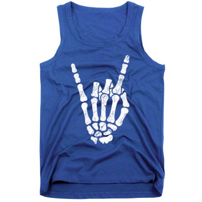 Halloween Rock Hand Sign Skeleton Rock N Roll Symbol Rock On Gift Tank Top