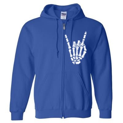 Halloween Rock Hand Sign Skeleton Rock N Roll Symbol Rock On Gift Full Zip Hoodie