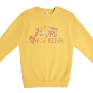 Happy Rug Hooker Cute Rug Hooking Gift Premium Crewneck Sweatshirt