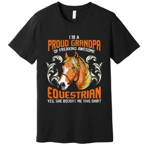 Horse Rider Horses Grandpa Granddaughter Gift Premium T-Shirt