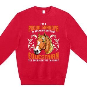 Horse Rider Horses Grandpa Granddaughter Gift Premium Crewneck Sweatshirt