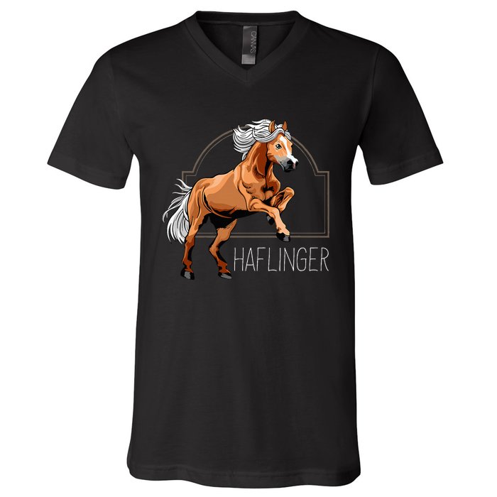 Haflinger Rider Horse Pony Riding V-Neck T-Shirt