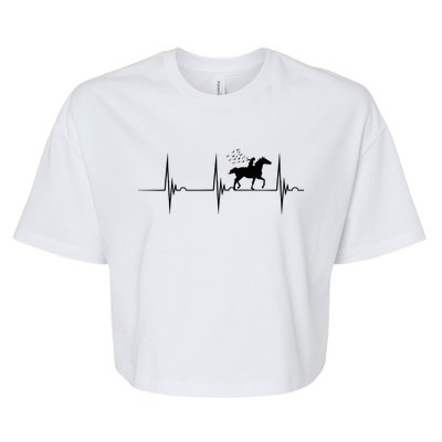 Horse Racing Heartbeat Ekg Pulse Equestrian Horseback Riding Gift Bella+Canvas Jersey Crop Tee