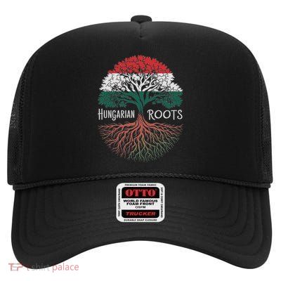 Hungarian Roots Hungary Flag Colors Family Tree Souvenir High Crown Mesh Back Trucker Hat