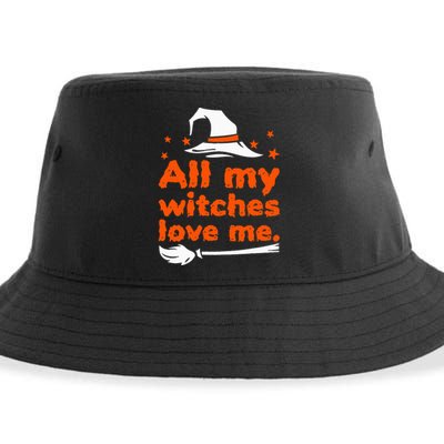 Hilarious Retro Halloween Witch Love Design Sustainable Bucket Hat