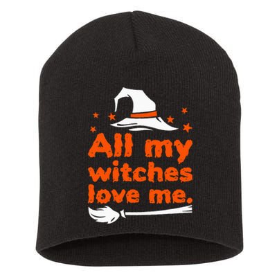 Hilarious Retro Halloween Witch Love Design Short Acrylic Beanie