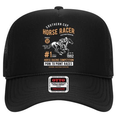 Horse Racer High Crown Mesh Back Trucker Hat