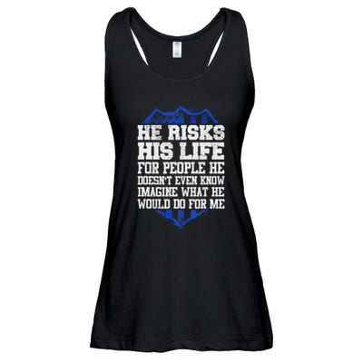 He Risks His Life Police Girlfriend Wife Cop Ladies Essential Flowy Tank
