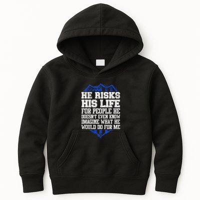 He Risks His Life Police Girlfriend Wife Cop Kids Hoodie