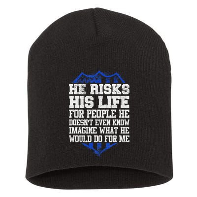He Risks His Life Police Girlfriend Wife Cop Short Acrylic Beanie