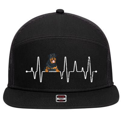 Heartbeat Rottweiler 7 Panel Mesh Trucker Snapback Hat