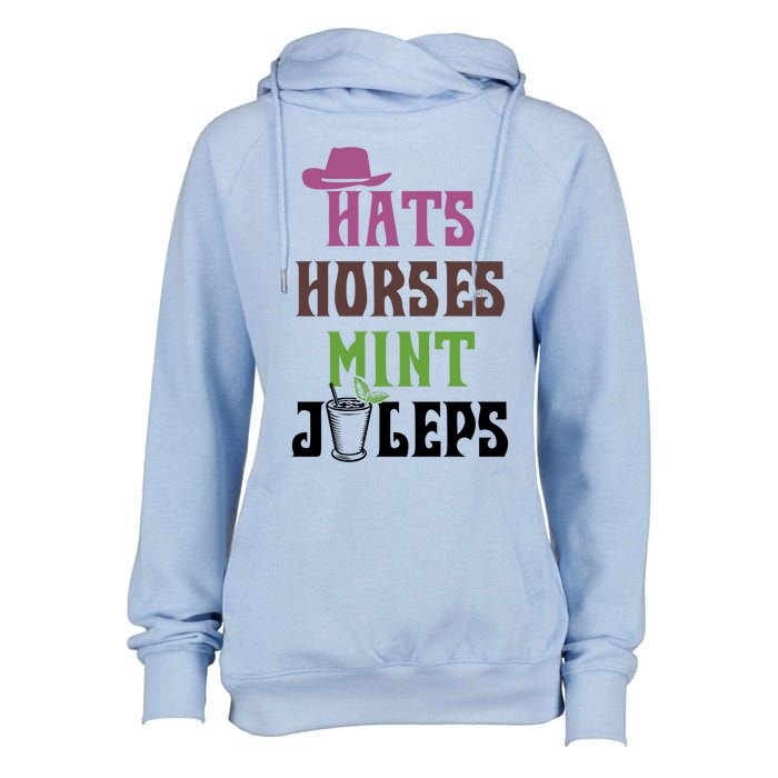 Horse Racing Hats Horses And Mint Juleps Ky Derby Horse Cool Gift Womens Funnel Neck Pullover Hood