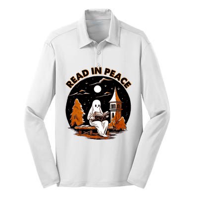 Halloween Read In Peace Silk Touch Performance Long Sleeve Polo