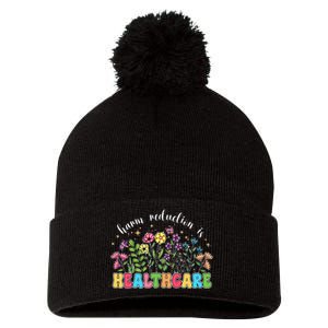 Harm Reduction Is Healthcare Overdose Awareness Day Groovy Pom Pom 12in Knit Beanie